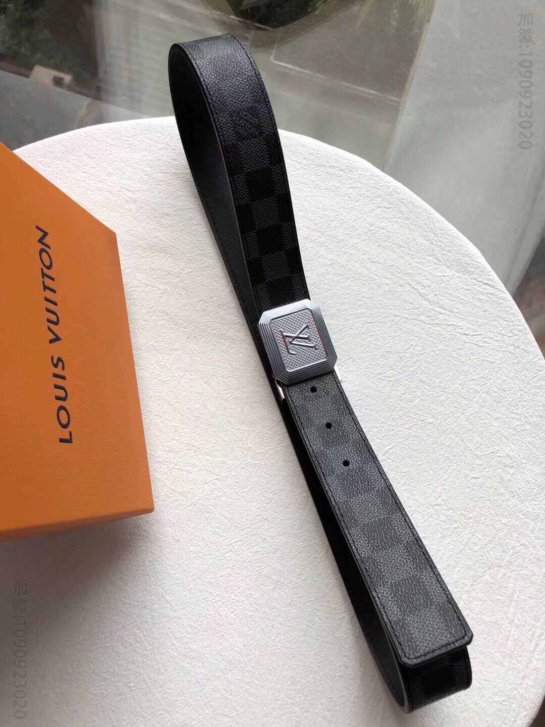 LOUIS VUITTON路易威登 经典棋盘格/老花头层牛皮3.5cm腰带