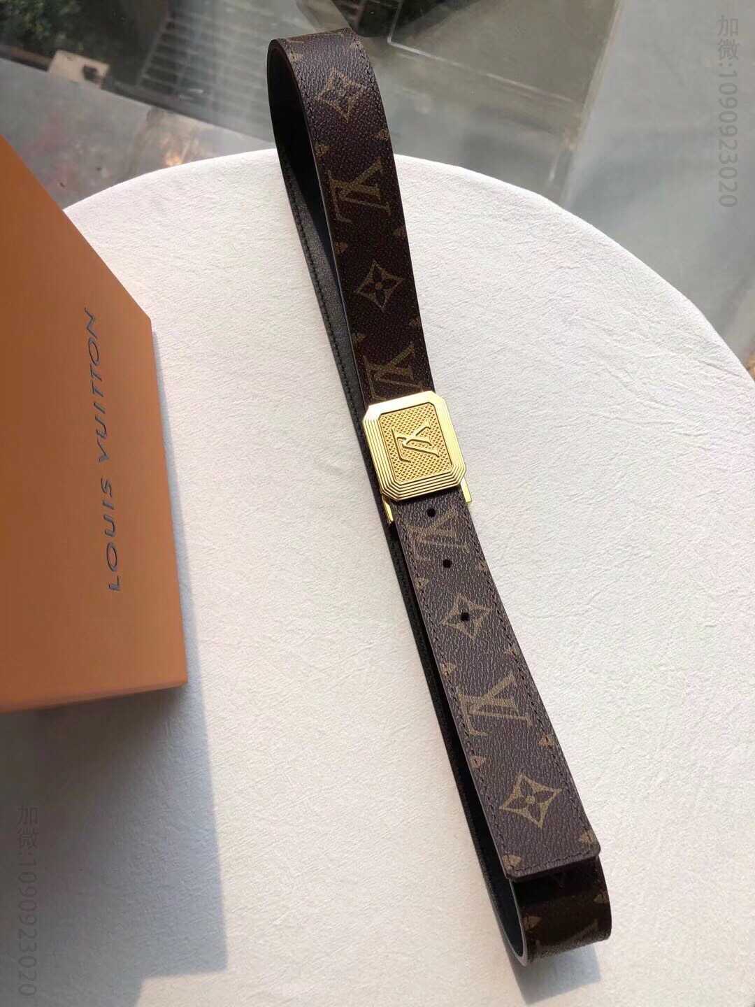 LOUIS VUITTON路易威登 经典棋盘格/老花头层牛皮3.5cm腰带