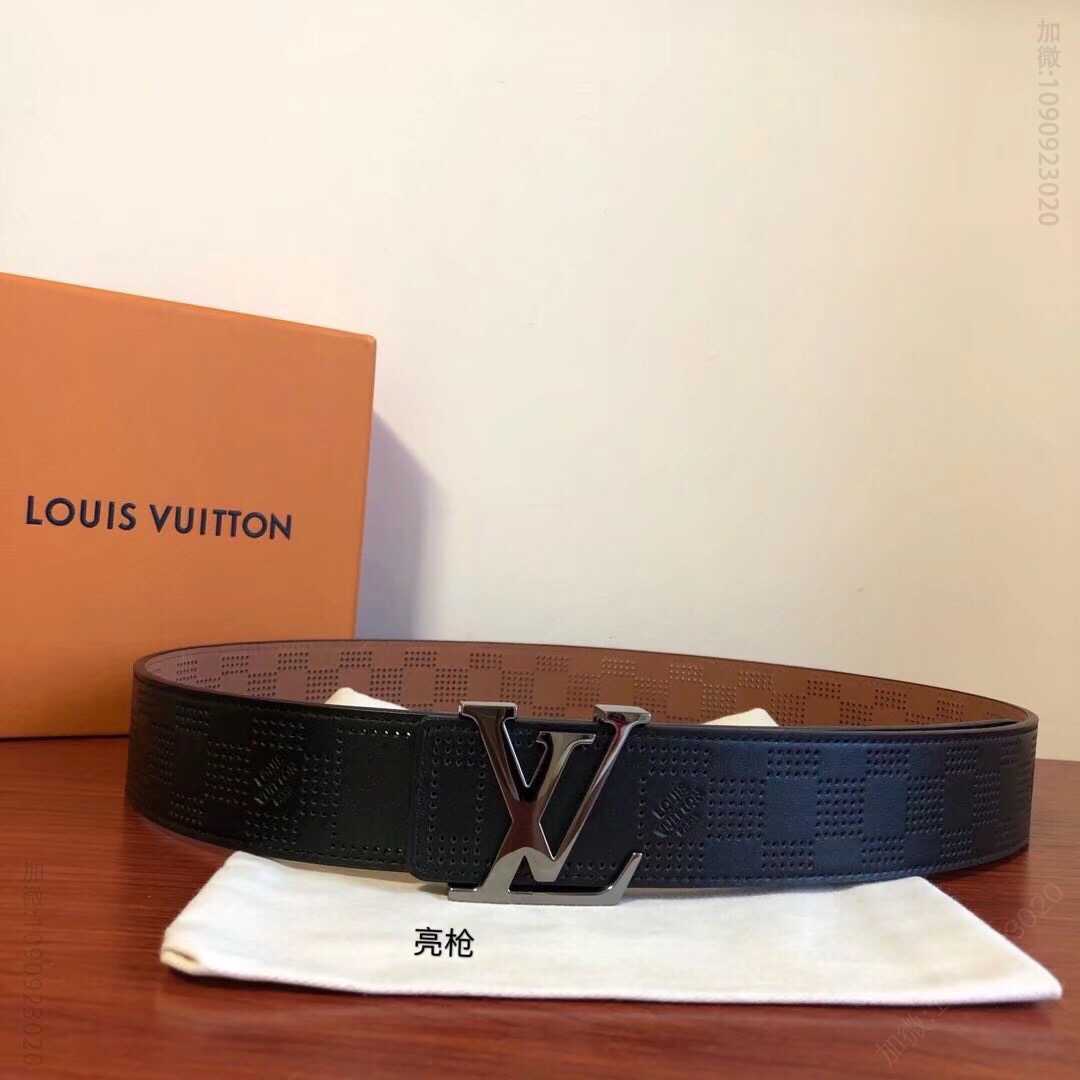 LOUIS VUITTON路易威登 头层牛皮方格冲孔工艺腰带4.0cm