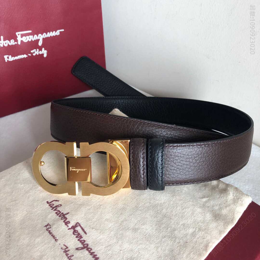 SalvatoreFerragamo菲拉格慕男士3.5cm精钢双圈金属夹扣腰带