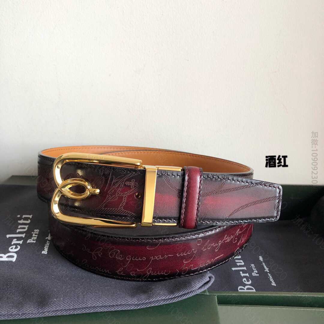 Berluti伯鲁提(又译:伯尔鲁帝)精钢旋转针式金属扣35mm腰带