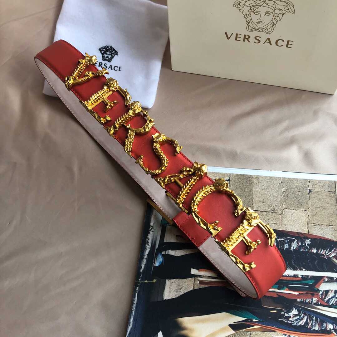 Versace范思哲新款金属Logo字样腰带4.0cm