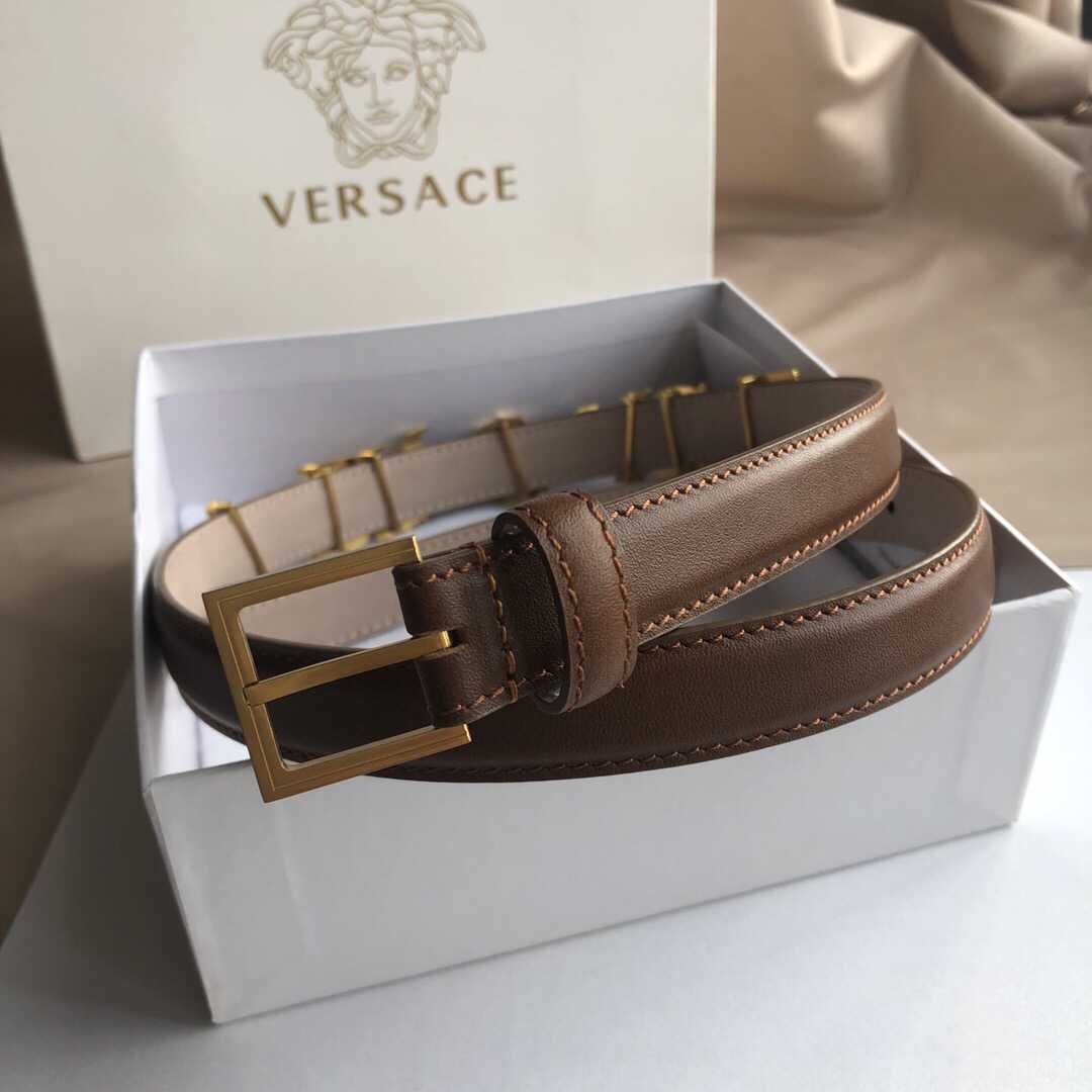 高仿范思哲女款皮带 Versace新款金属Logo字样腰带2.0cm 高仿范思哲女士皮带 