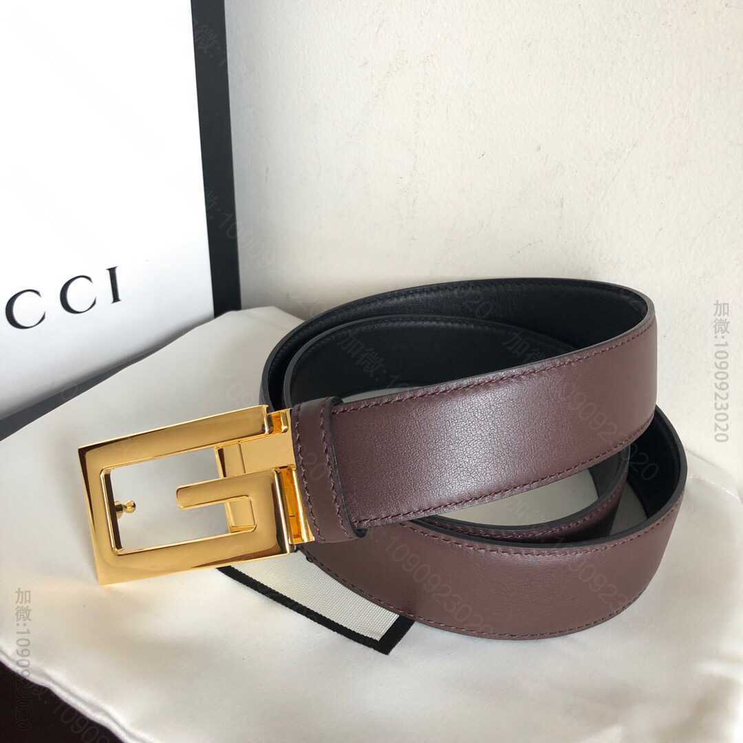 Gucci古驰新款G旋转金属夹扣搭配进口头层牛皮腰带35MM