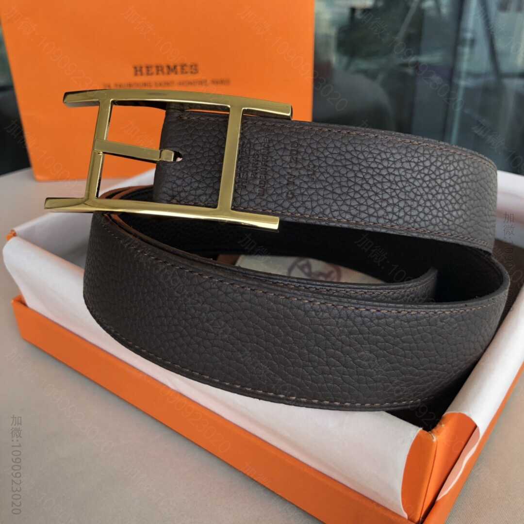 爱马仕(Hermes）Quentin32mm双面腰带镀钯腰带针扣