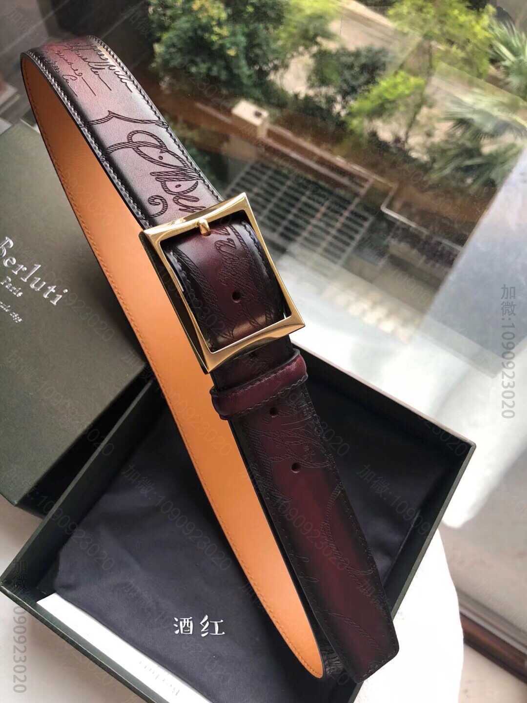 Berluti伯鲁提(又译:伯尔鲁帝)精钢针式金属扣35mm男士腰带