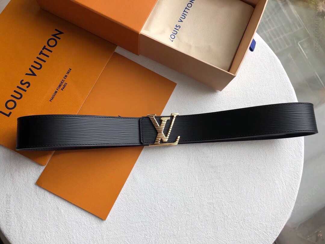 LV Initiales. 40mm黑色水波纹腰带编号:M9229 