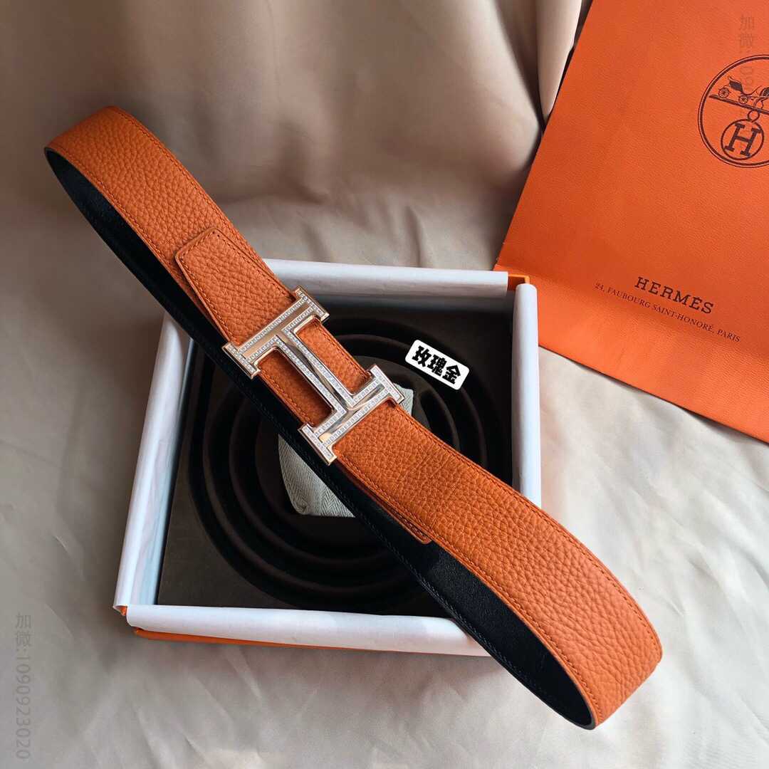 Hermes爱马仕 专柜最新底皮男士双面皮腰带38mm