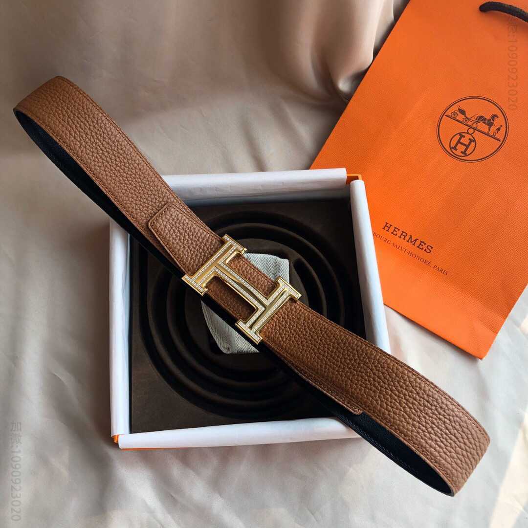 Hermes爱马仕 专柜最新底皮男士双面皮腰带38mm