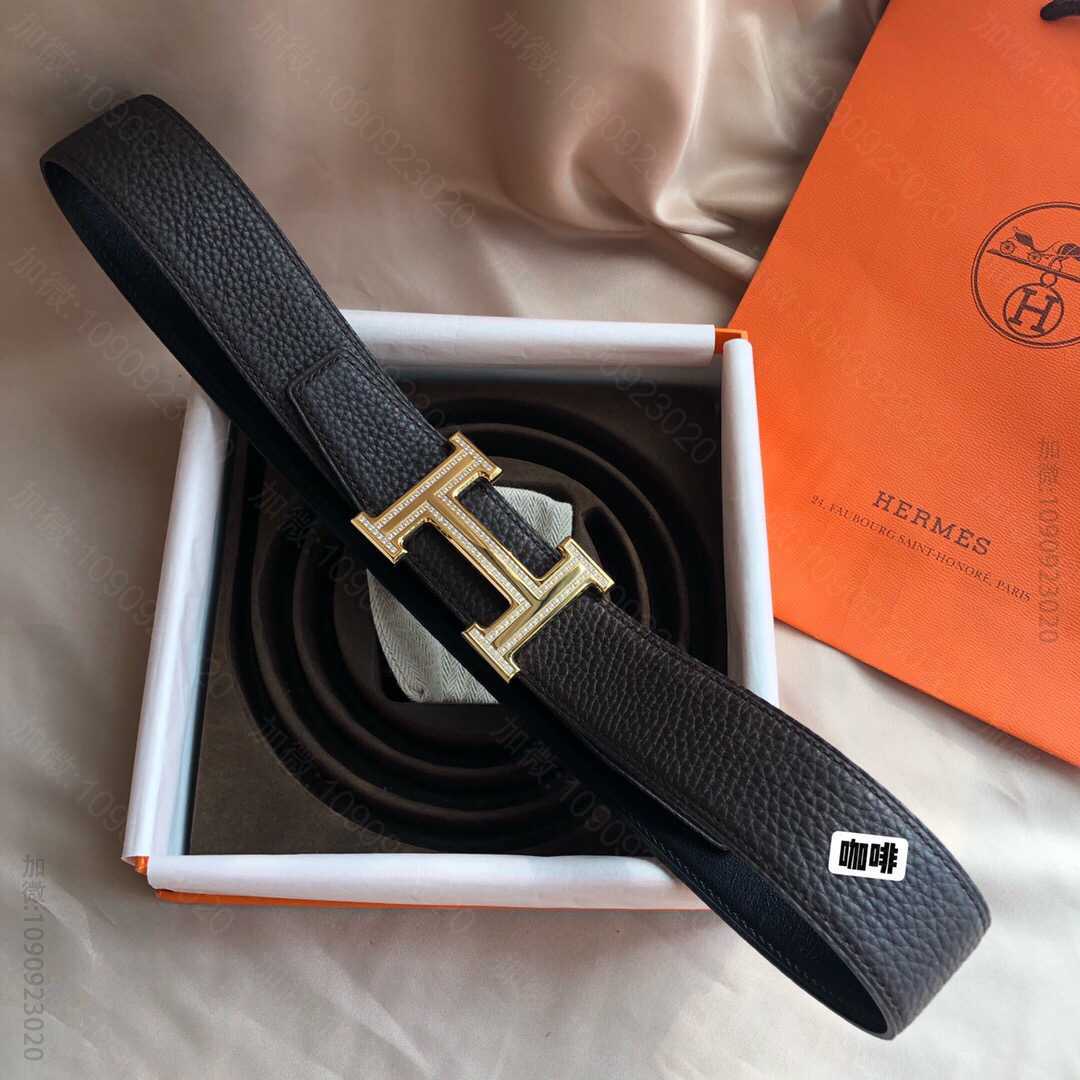 Hermes爱马仕 专柜最新底皮男士双面皮腰带38mm