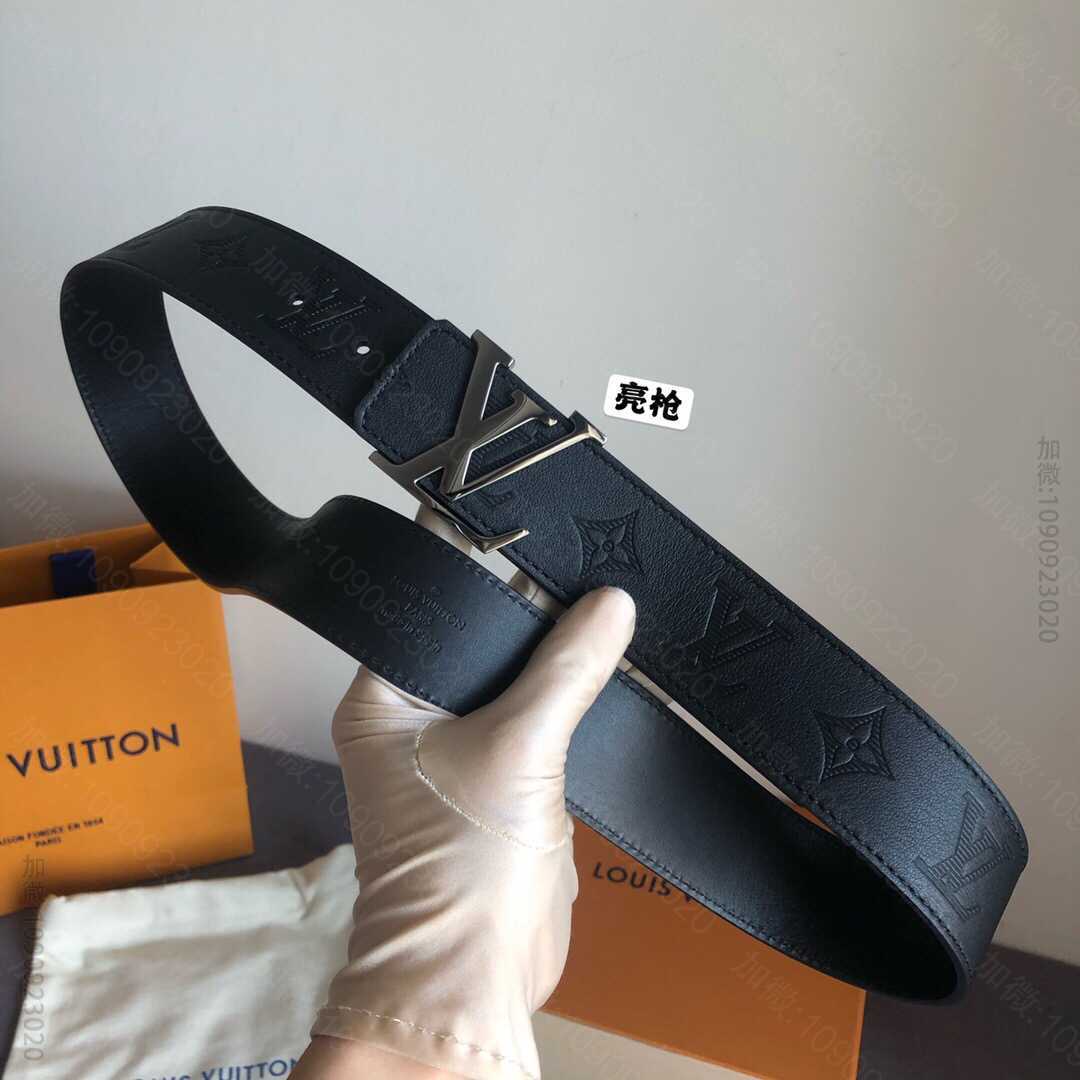 路易威登原单品质made in Spain压印新款老花字母亮面扣男士腰带40...