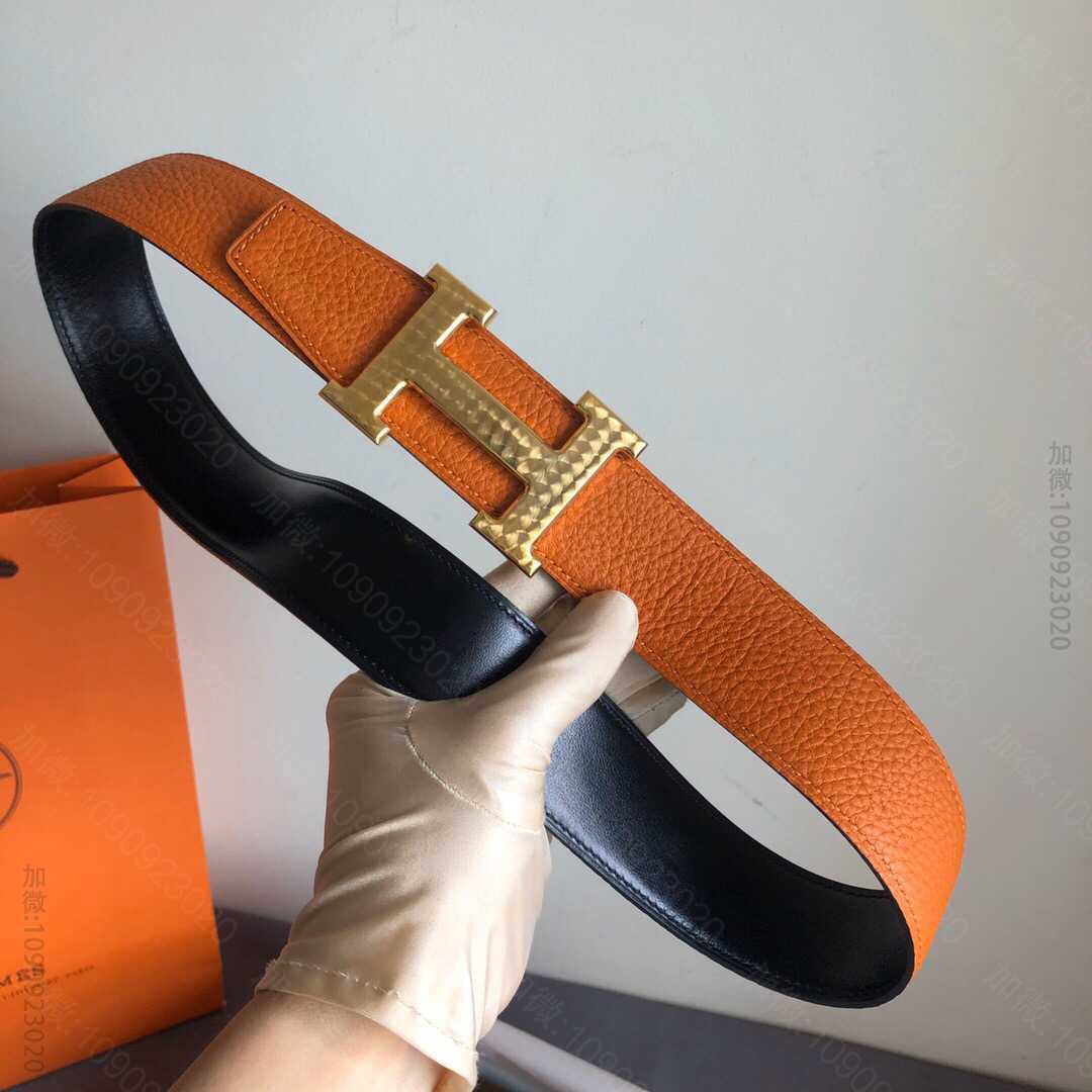 Hermes爱马仕 专柜最新底皮皮质男士双面皮腰带38mm