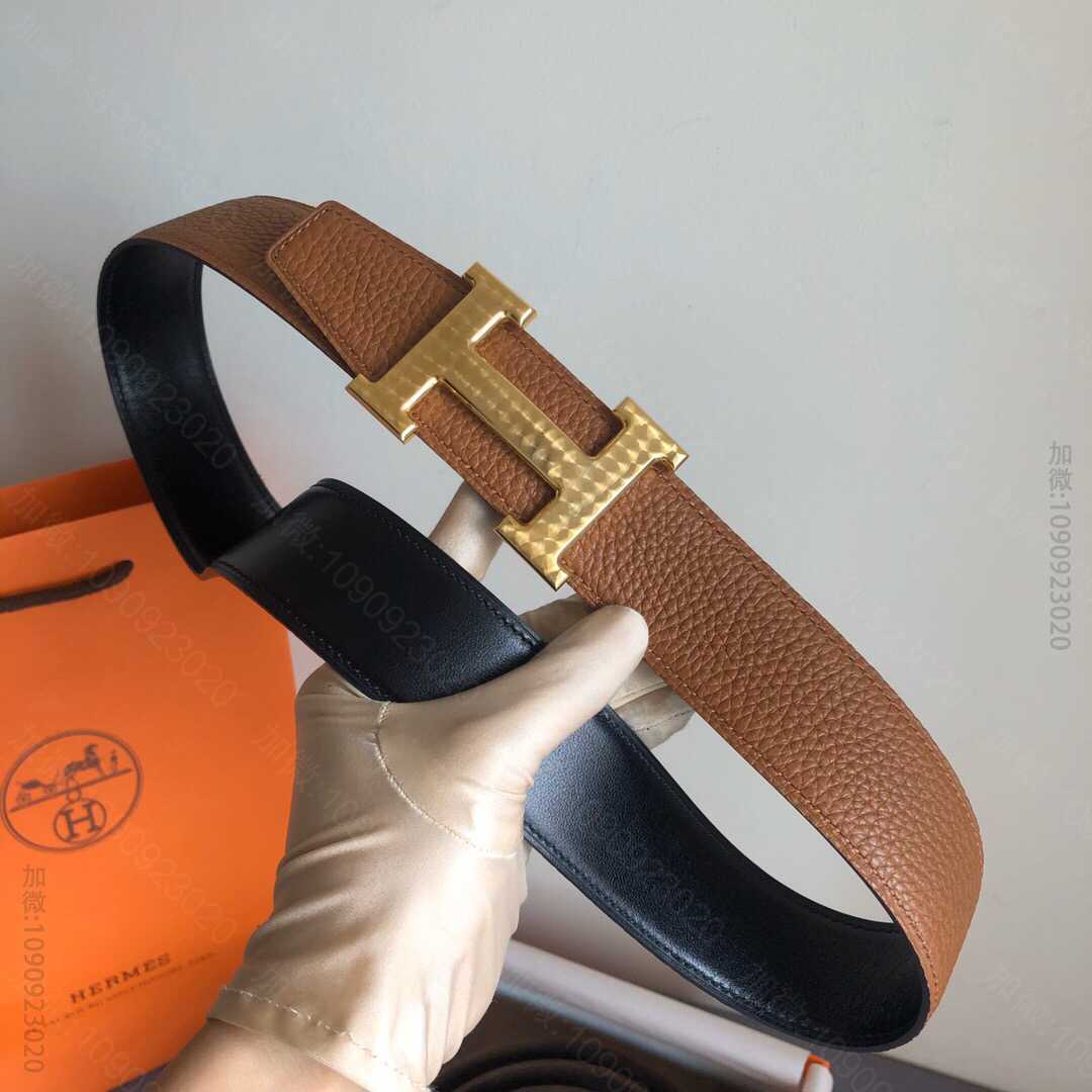 Hermes爱马仕 专柜最新底皮皮质男士双面皮腰带38mm