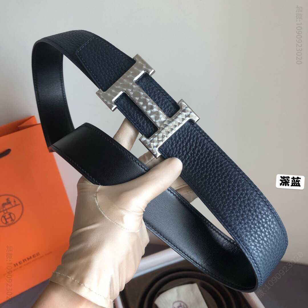 Hermes爱马仕 专柜最新底皮皮质男士双面皮腰带38mm