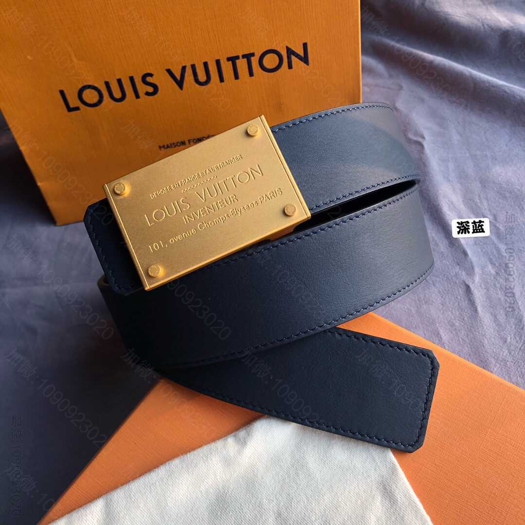 LV/路易威登 柔软小牛皮搭配字母英文铝合金挂扣双面腰带40毫米