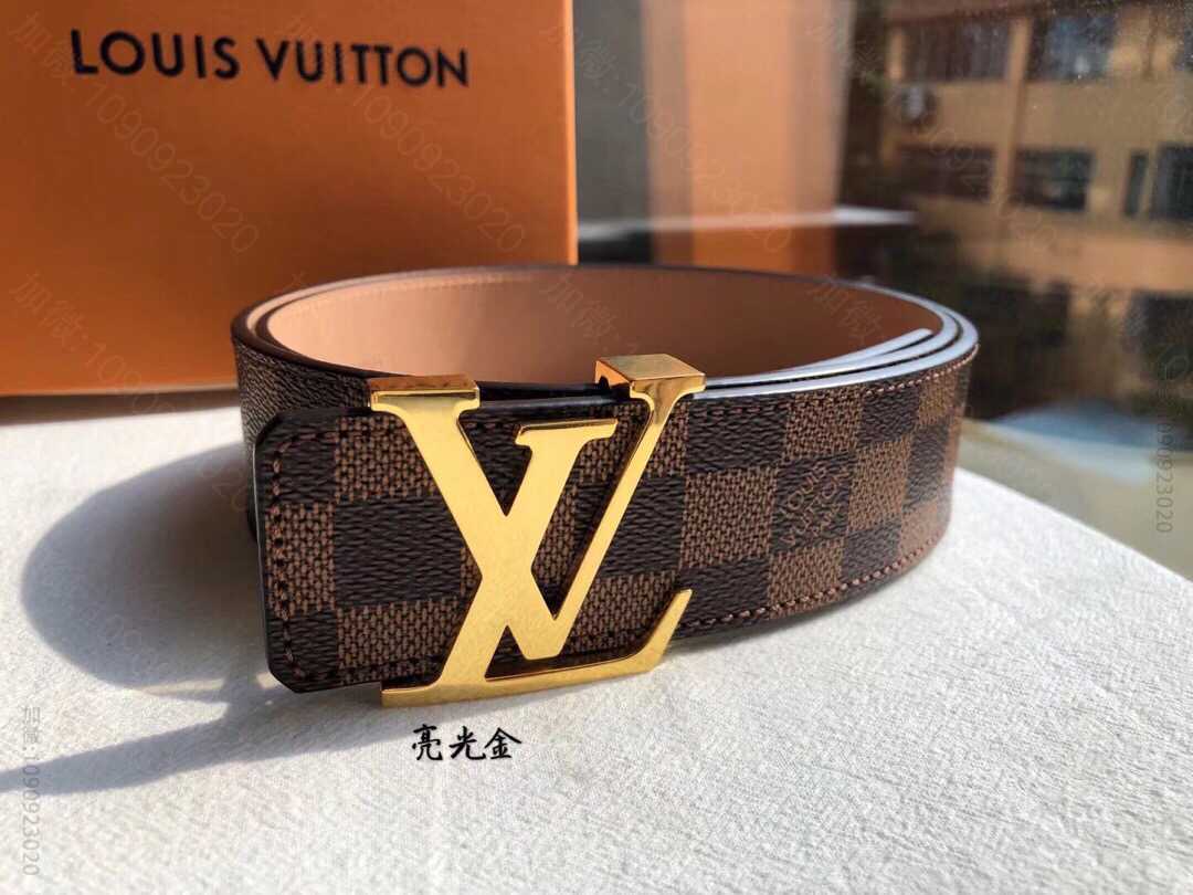 LV路易威登 标志性字母金属扣搭配经典棋盘格/老花腰带