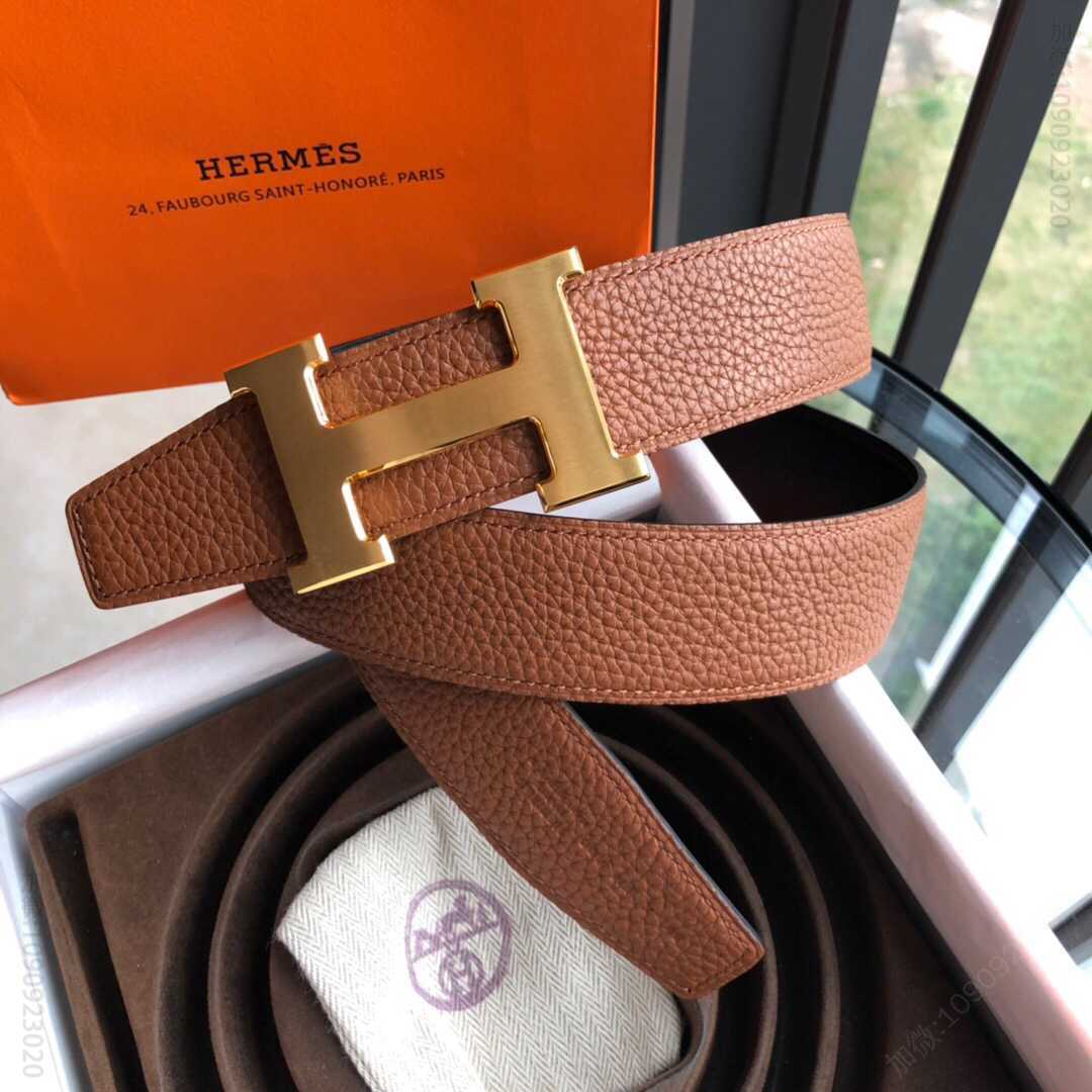 Hermes爱马仕 专柜最新底皮皮质男士双面皮腰带38mm