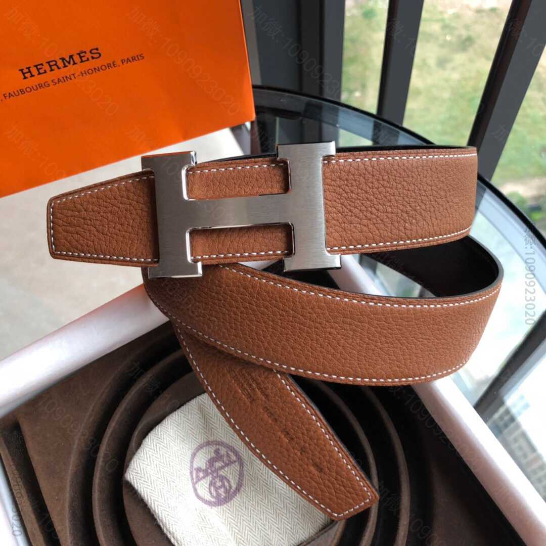 Hermes爱马仕 专柜最新底皮皮质男士双面皮腰带38mm