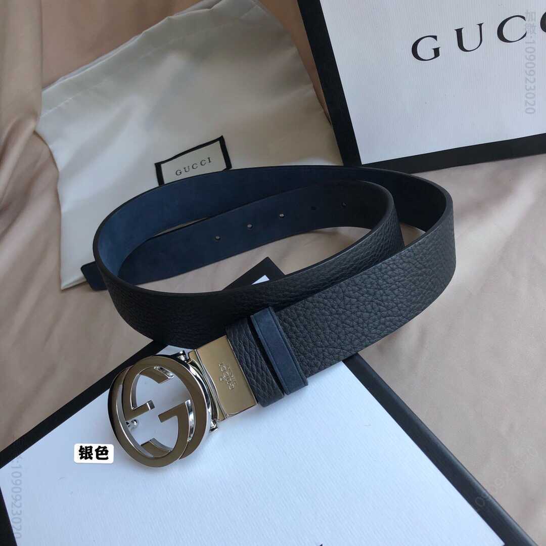 Gucci古驰双G旋转金属夹扣，搭配可双面外用腰带35mm