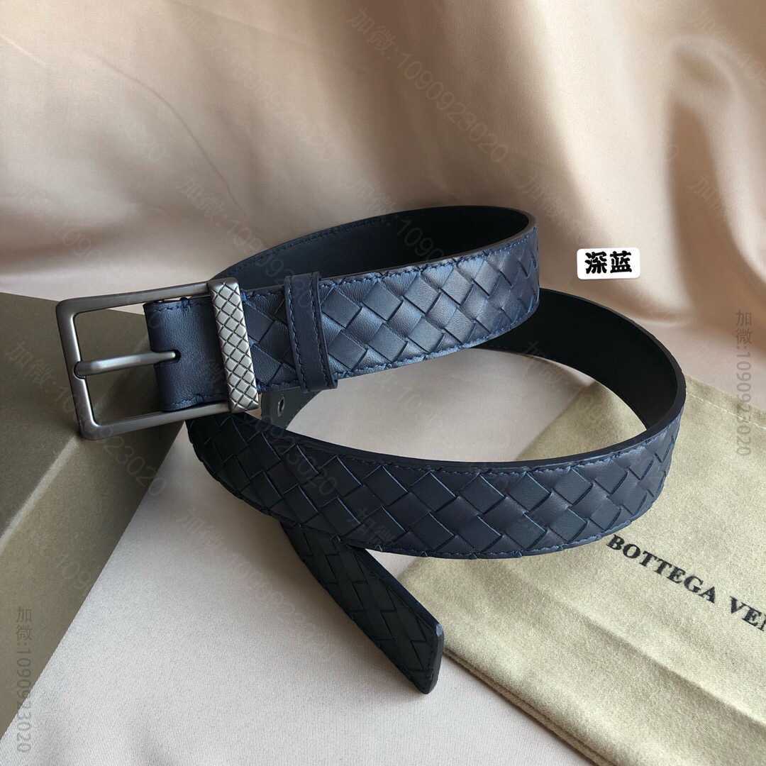 葆蝶家Bottega.Veneta头层牛皮编织精品皮质3.5cm腰带