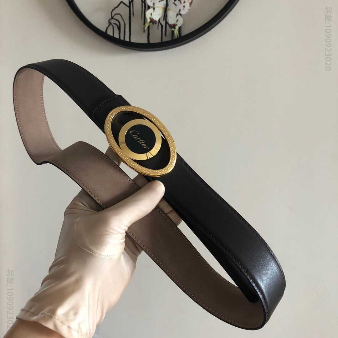 Cartier卡地亚精钢两面用翻转金属扣，进口牛皮磨砂内里3.5cm腰带