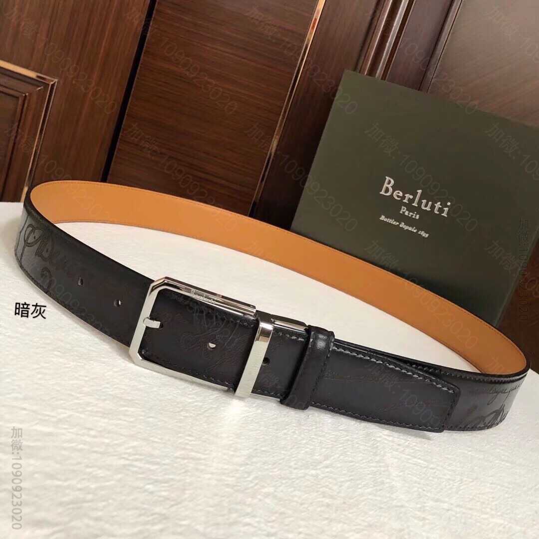 Berluti伯鲁提(又译:伯尔鲁帝)精钢旋转针式金属扣35mm腰带