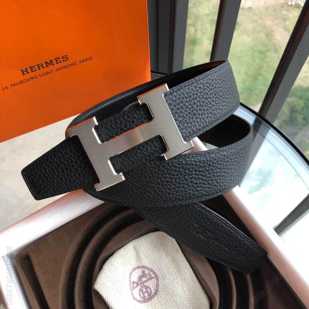 Hermes爱马仕 专柜最新底皮皮质男士双面皮腰带38mm