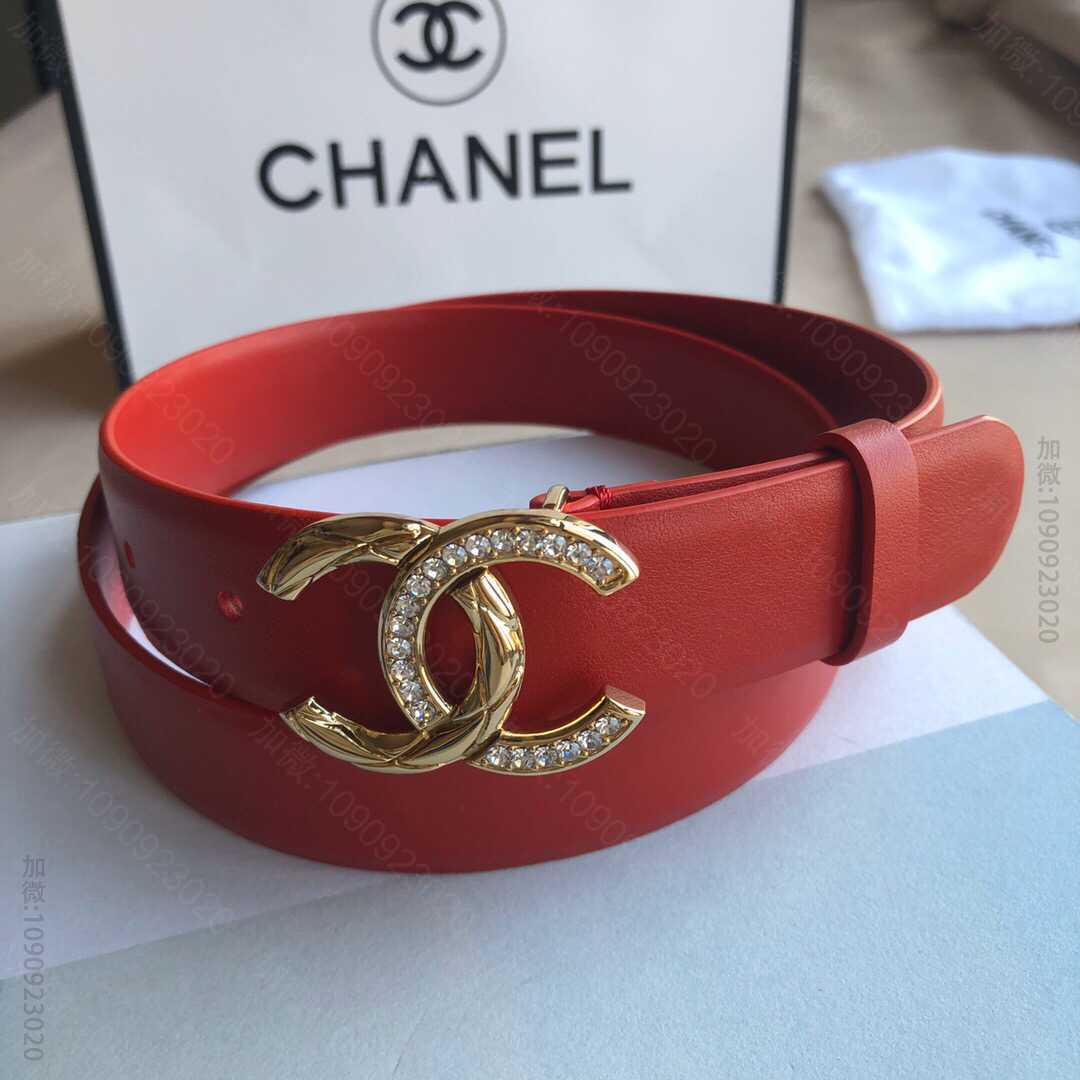 chanel香奈儿 双C钻饰扣搭配头层牛皮腰带宽度2.7cm