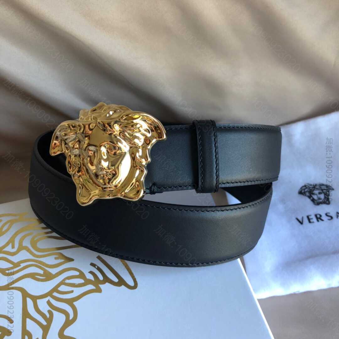 VERSACE范思哲经典标志美杜莎美人头像双面头层牛皮腰带3.8cm