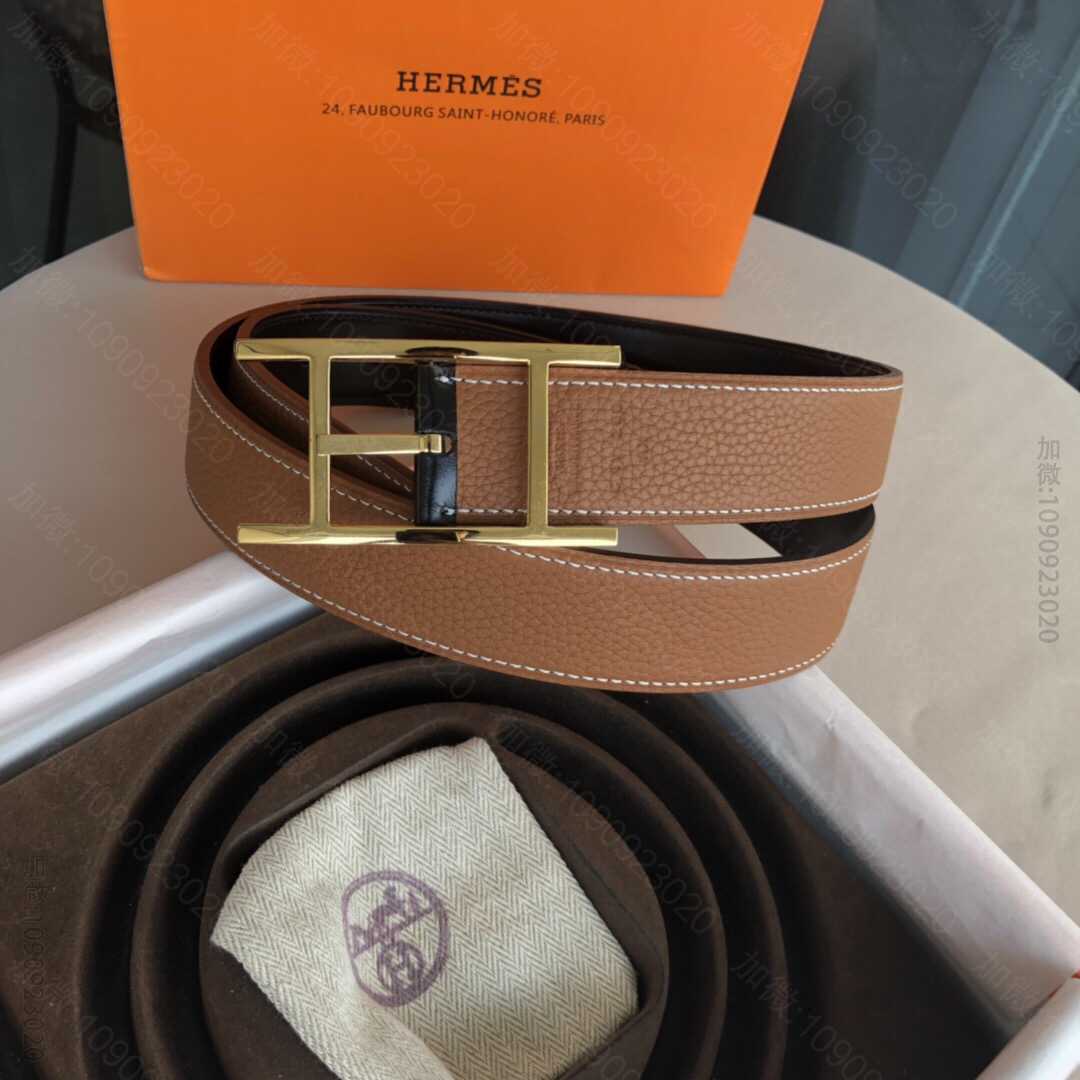 爱马仕(Hermes）镀钯腰带针扣Quentin32mm双面腰带