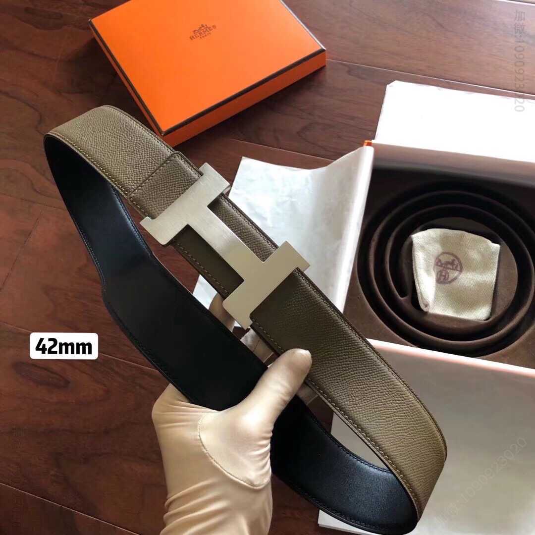Hermes爱马仕男款腰带4.2cm金色银色焊点金属扣腰带
