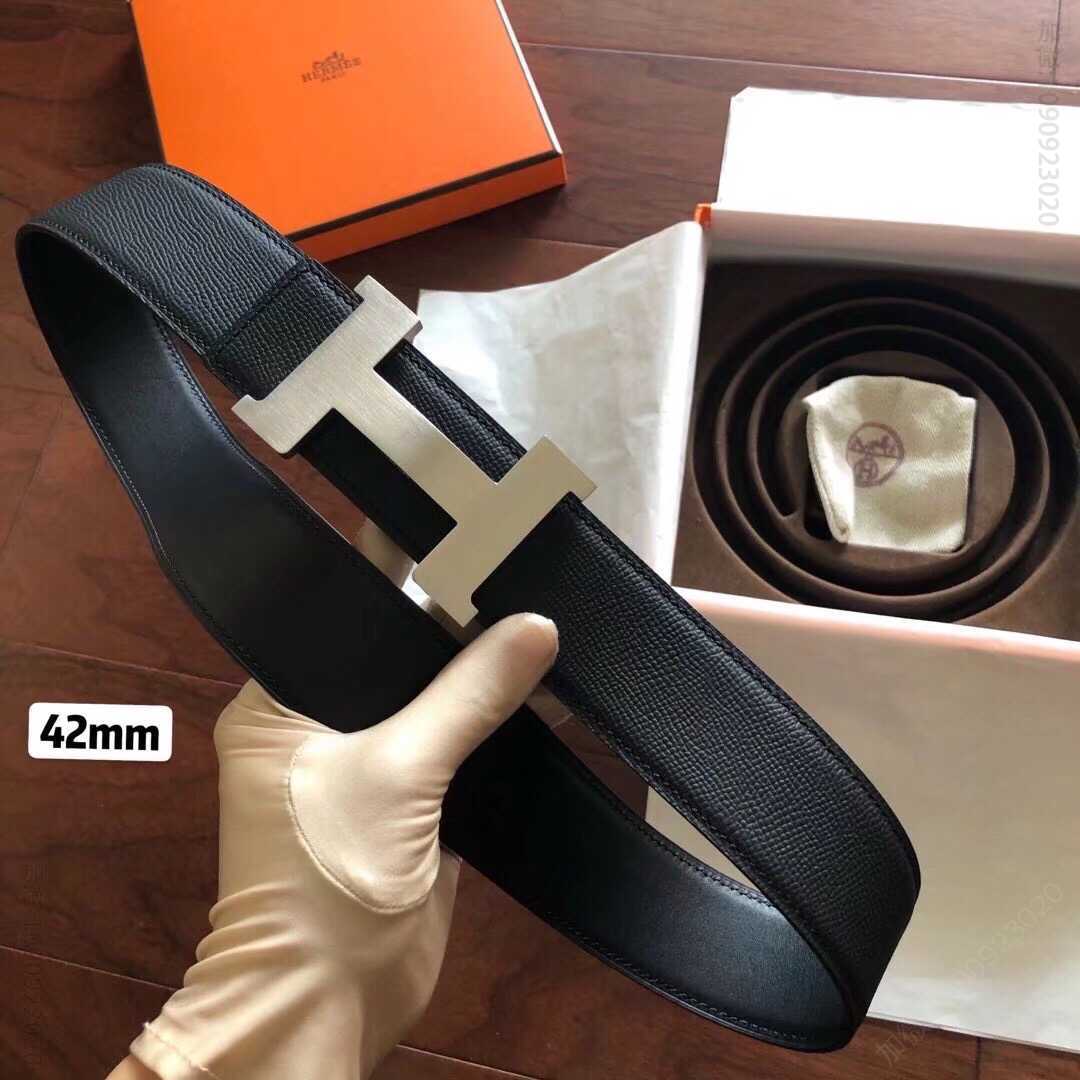 Hermes爱马仕男款腰带4.2cm金色银色焊点金属扣腰带