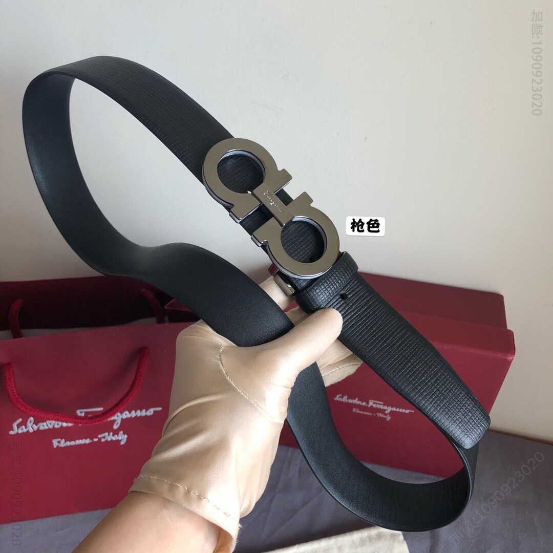 菲拉格慕男士精致双圈多层金属夹扣腰带 F76199