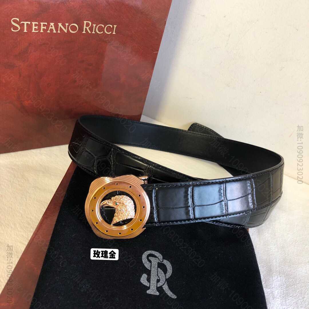 STEFANORICCI史蒂芬.劳尼治专柜款标志性精钢鹰头内穿扣3.5cm腰...