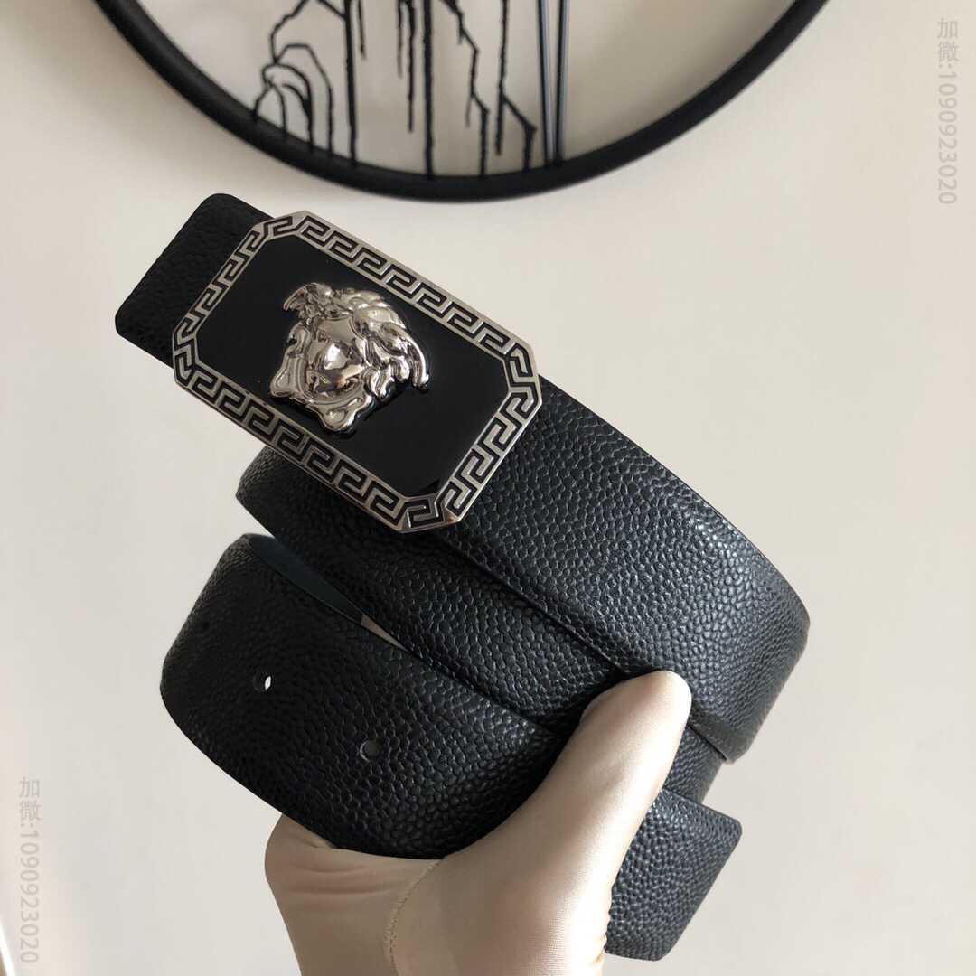 范思哲男款皮带价格 范思哲(Versace)头层牛皮珍珠纹理3.8cm腰带
