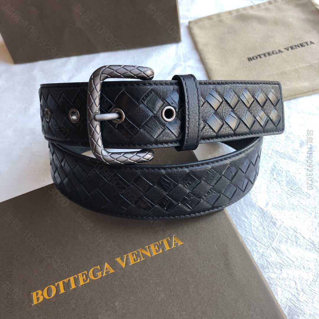 BOTTEGAVENETA葆碟家精仿鳄鱼皮编织工艺结合复古花纹针式扣头38m...