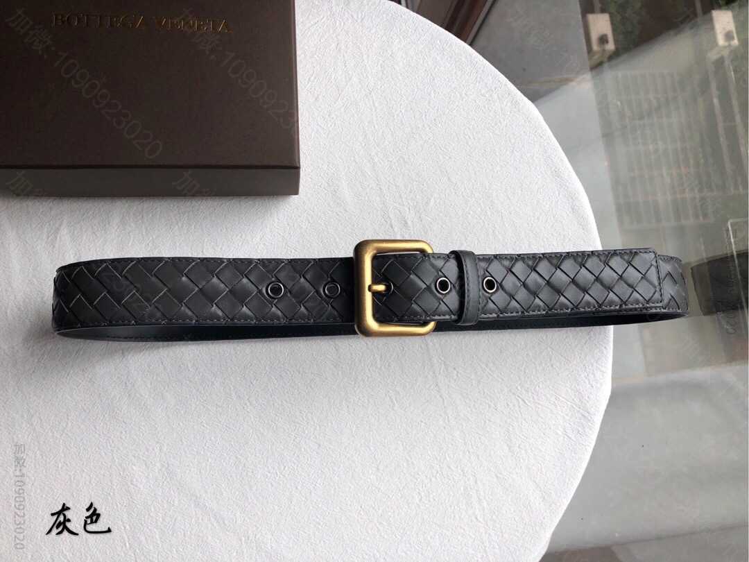 BOTTEGAVENETA葆碟家牛皮编织工艺结合复古针式扣头男士腰带38mm