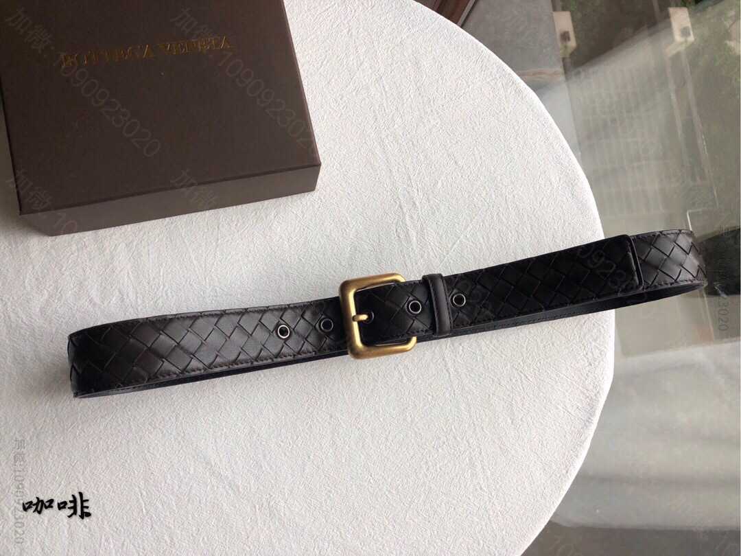 BOTTEGAVENETA葆碟家牛皮编织工艺结合复古针式扣头男士腰带38mm