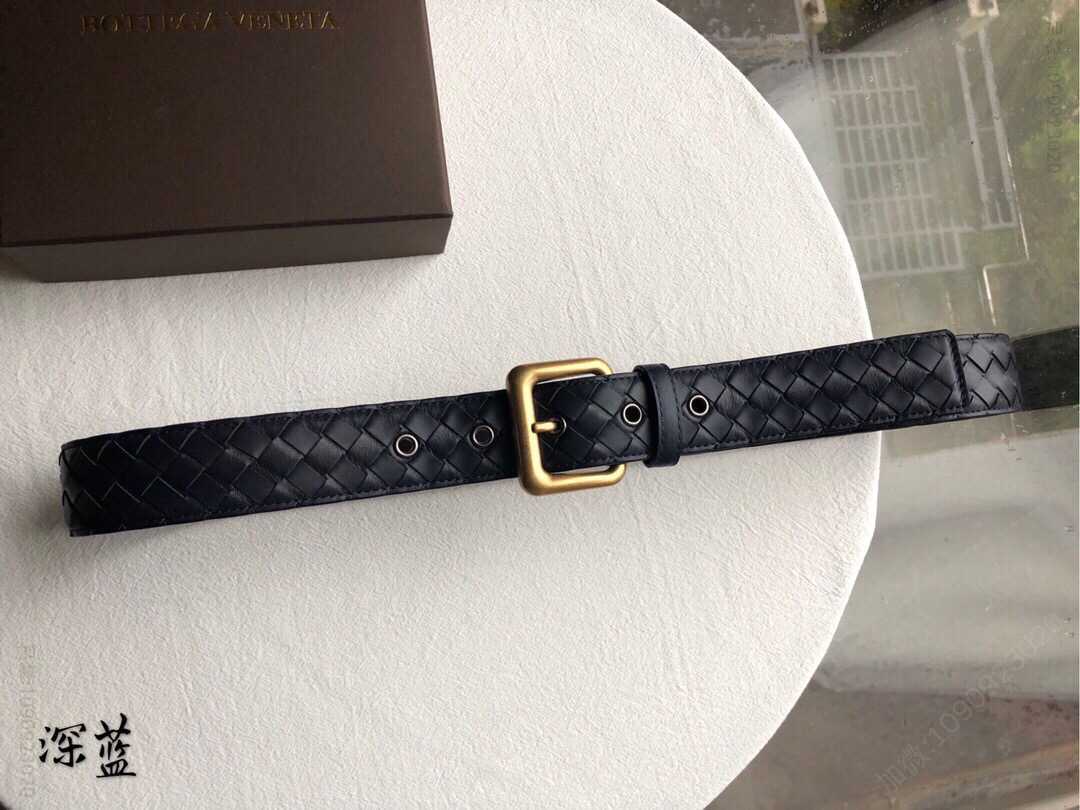 BOTTEGAVENETA葆碟家牛皮编织工艺结合复古针式扣头男士腰带38mm