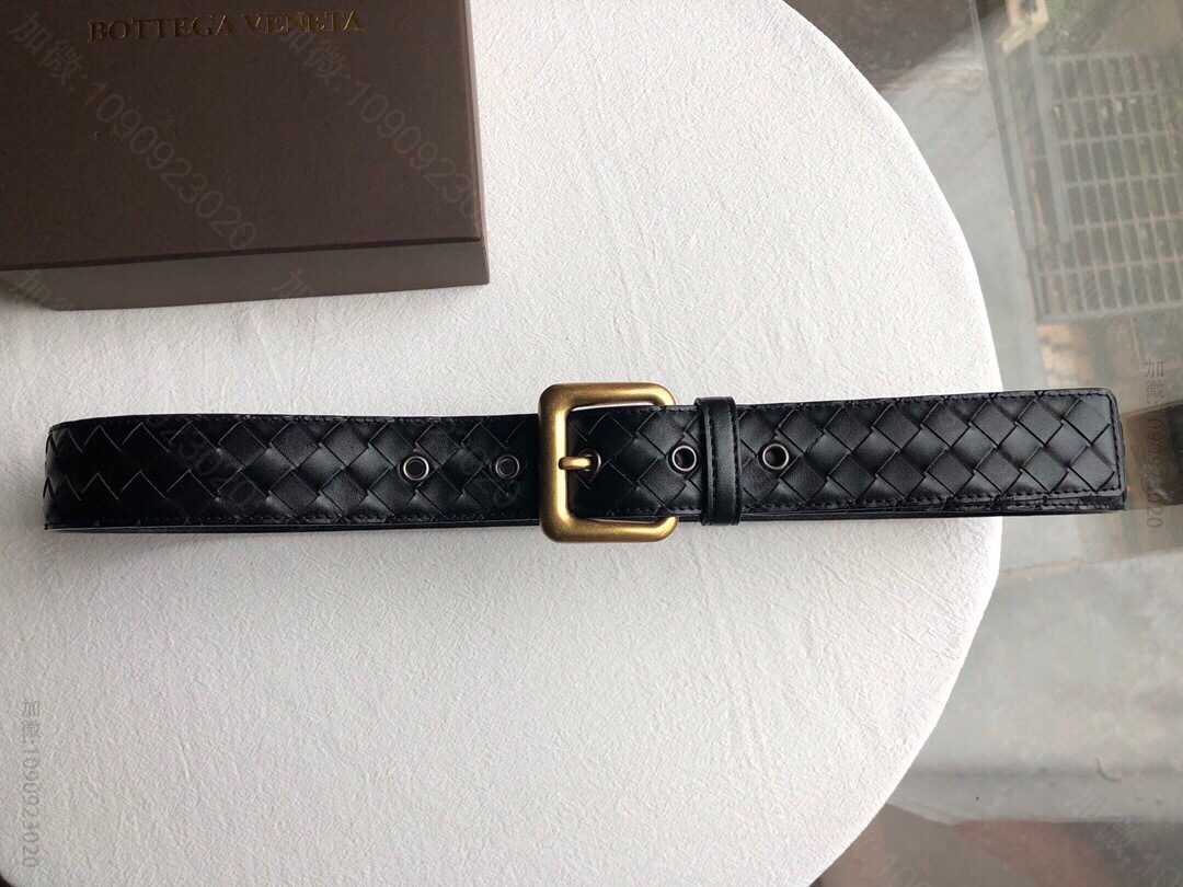 BOTTEGAVENETA葆碟家牛皮编织工艺结合复古针式扣头男士腰带38mm