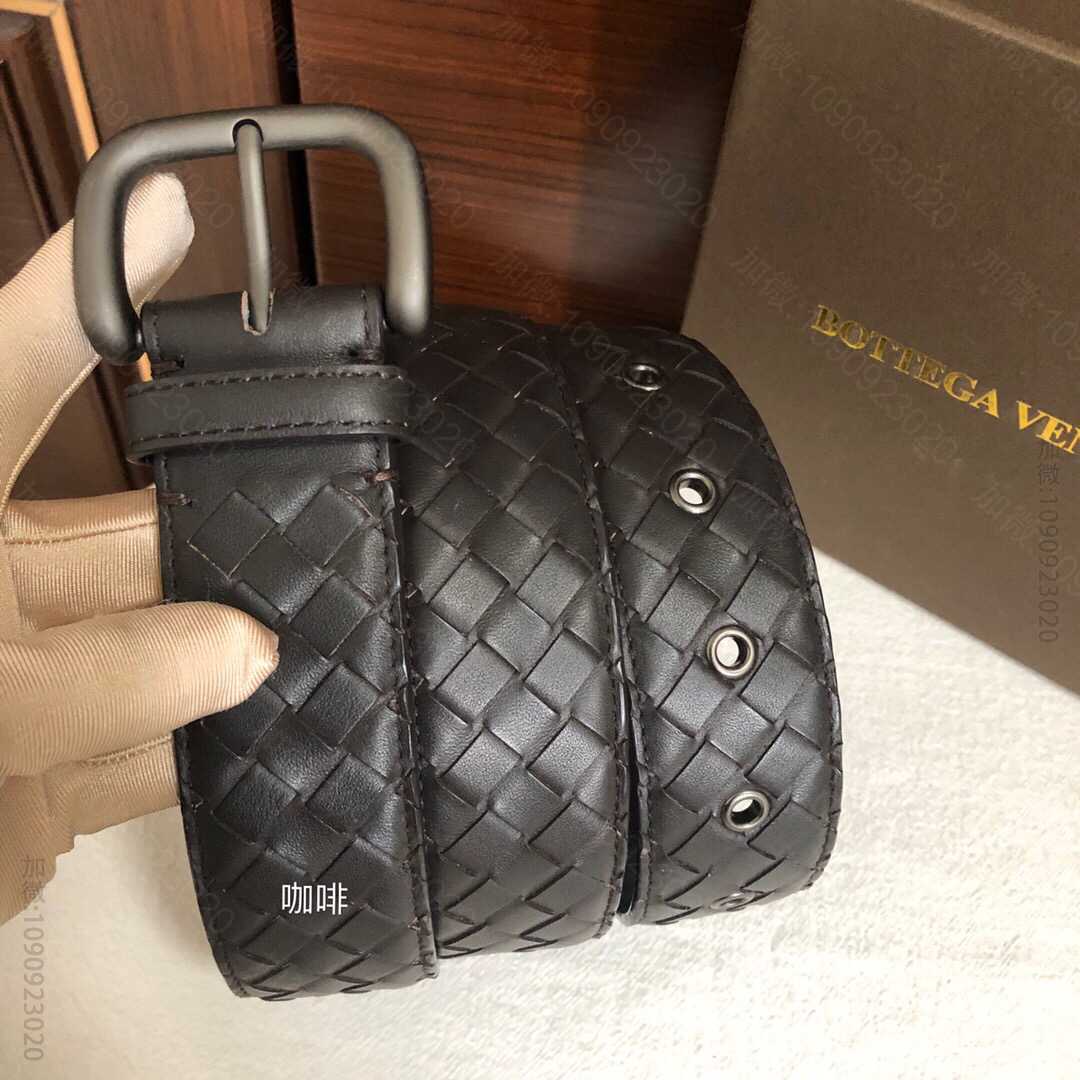 葆蝶家Bottega.Veneta头层牛皮编织男士3.8cm腰带