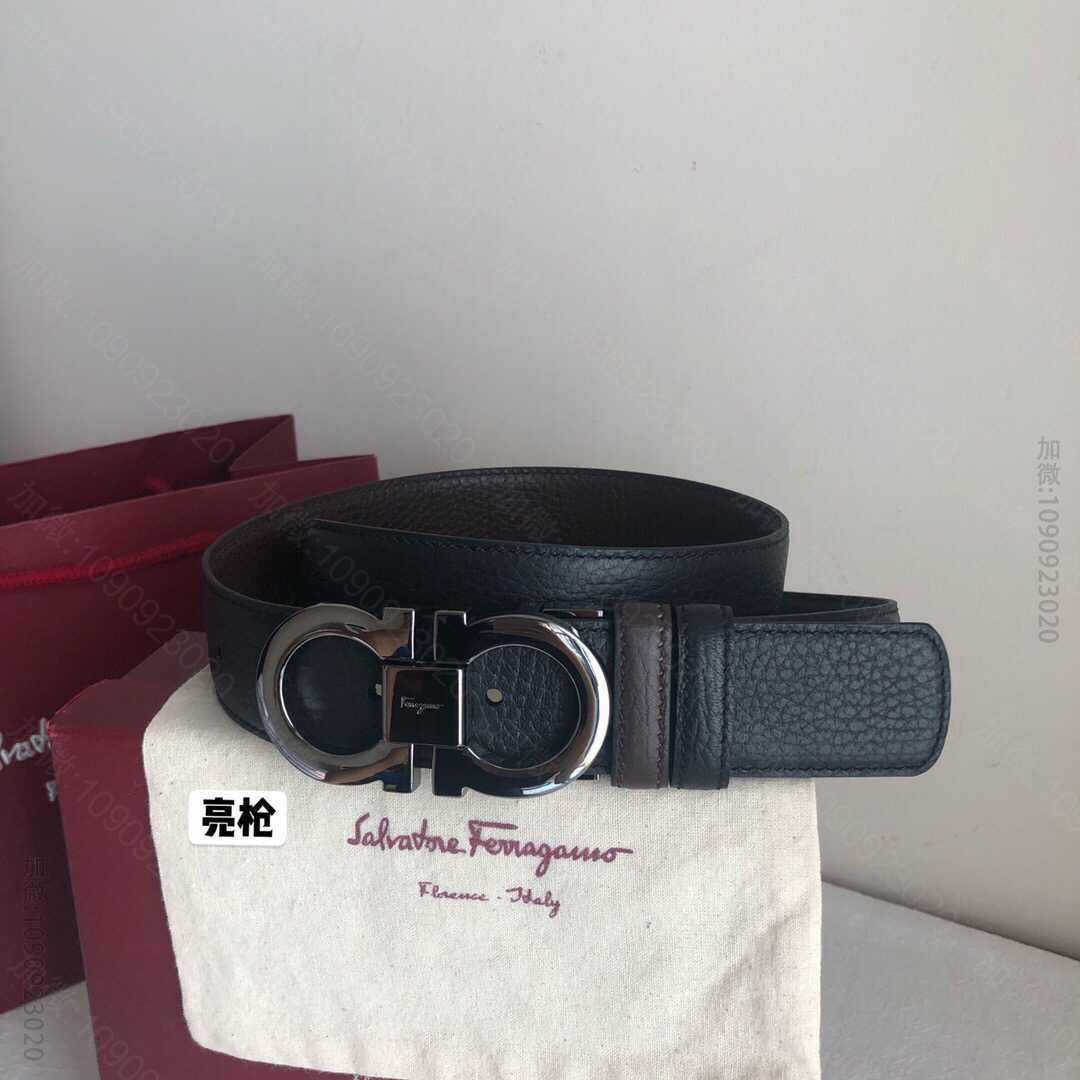菲拉格慕男士专柜款版型双圈金属夹扣皮带 F77091 