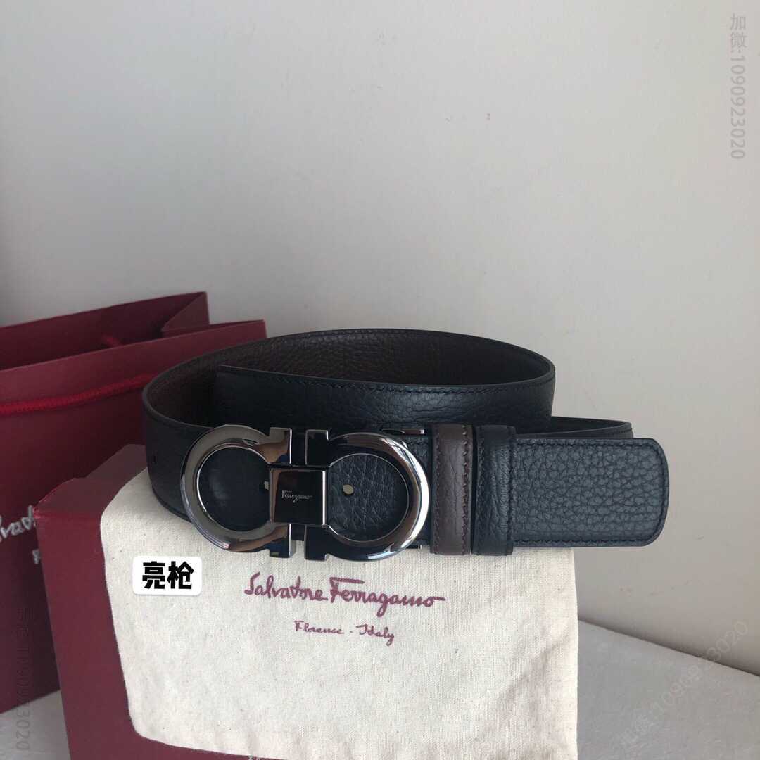 SalvatoreFerragamo菲拉格慕男士3.5cm专柜款版型双圈金属夹扣腰带