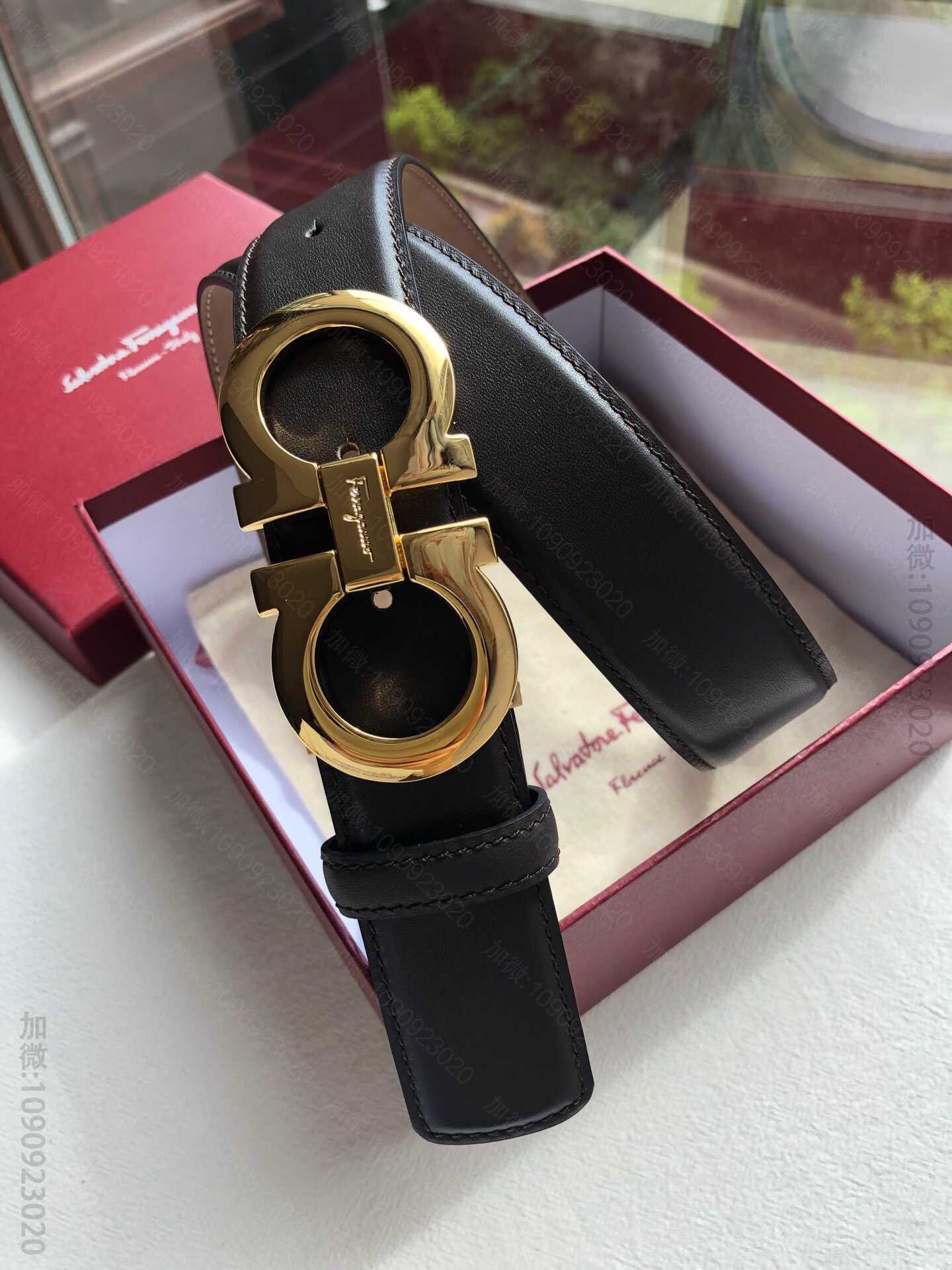 SalvatoreFerragamo菲拉格慕男士Gancio金属扣进口牛皮腰...