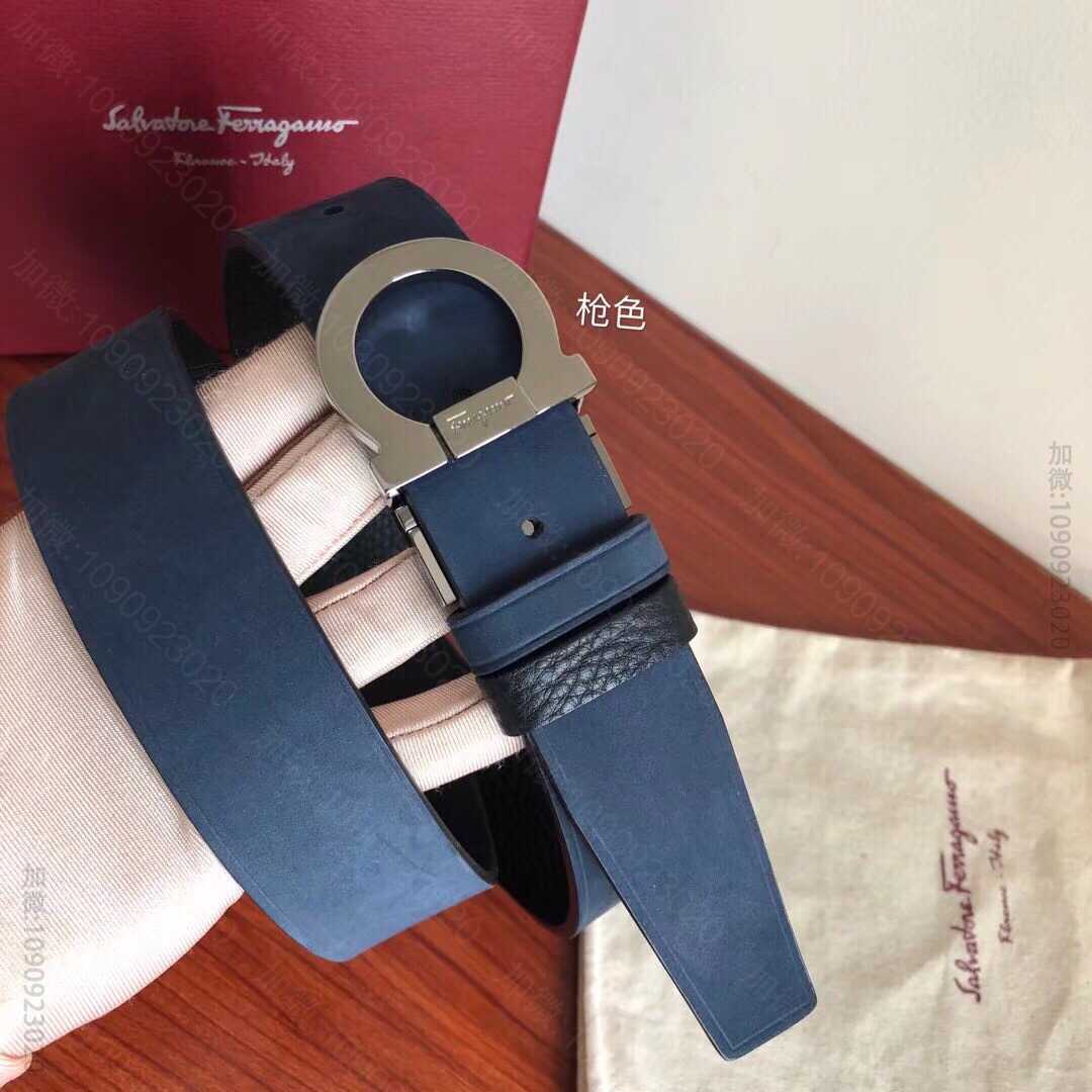 SalvatoreFerragamo菲拉格慕男士3.5cm专柜旋转金属夹扣，...