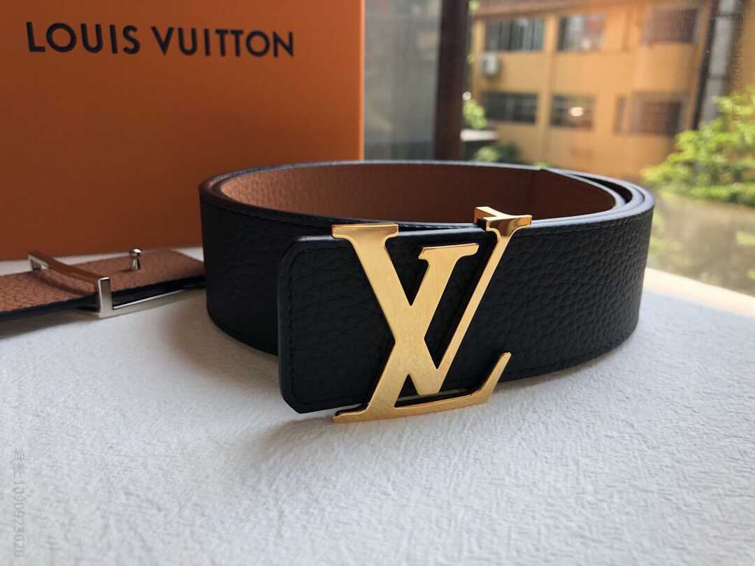 LOUIS VUITTON路易威登专柜挂扣款双面荔枝荔枝黑色/土黄腰带