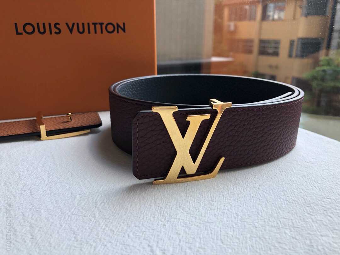LOUIS VUITTON路易威登专柜挂扣款双面荔枝荔枝黑色/土黄腰带