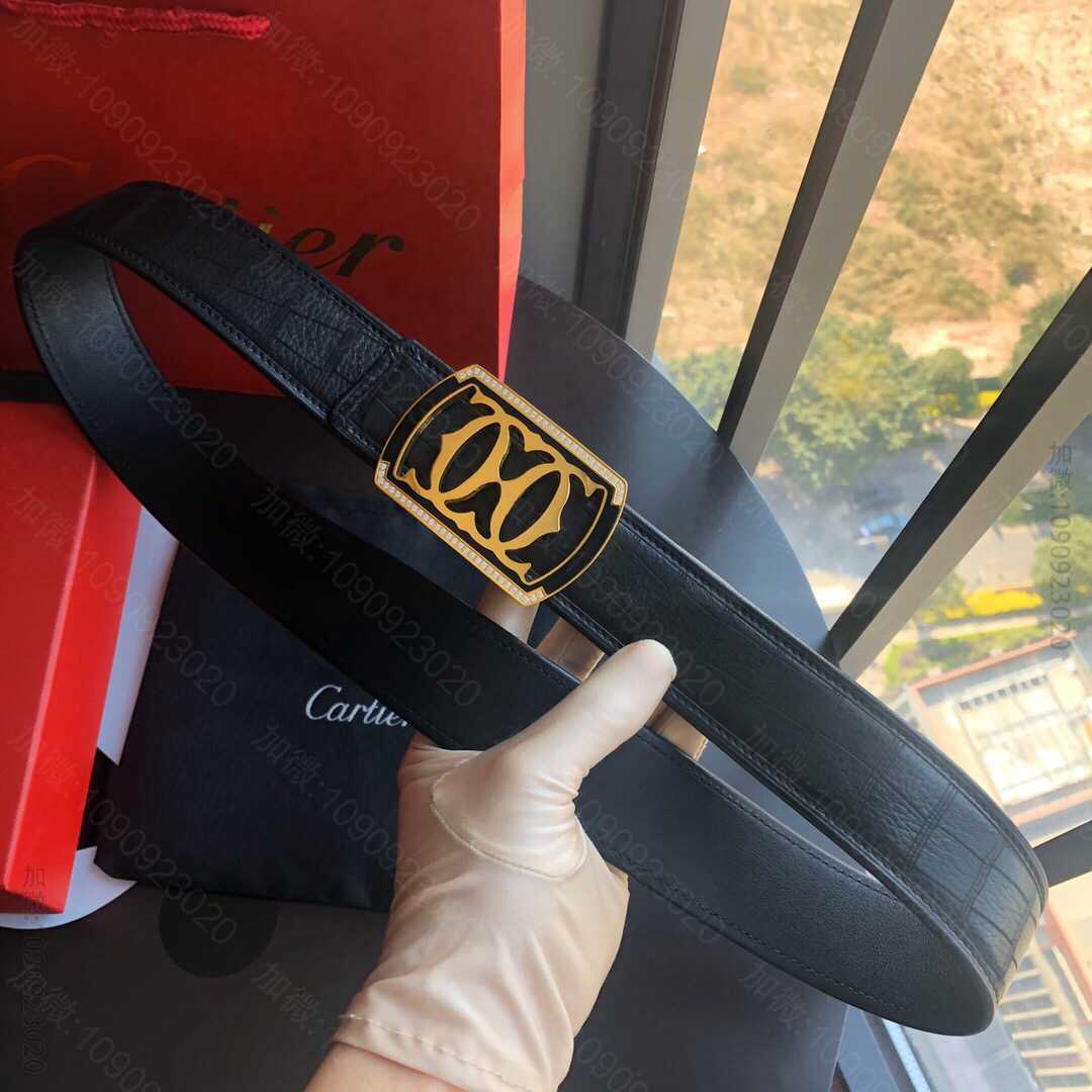 Cartier卡地亚精钢双C树脂镶嵌钻扣腰带3.8cm