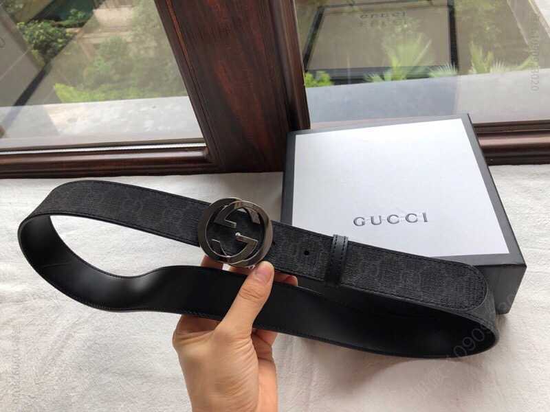 古驰专柜款双G旋转五金PVC腰带3.5cm