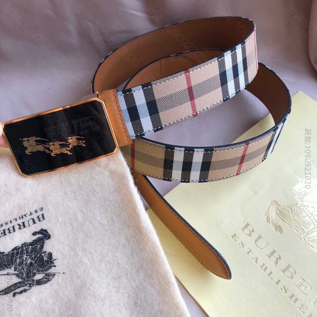 BURBERRY博柏利 树脂工艺标志战马金属扣3.5cm男士牛皮腰带